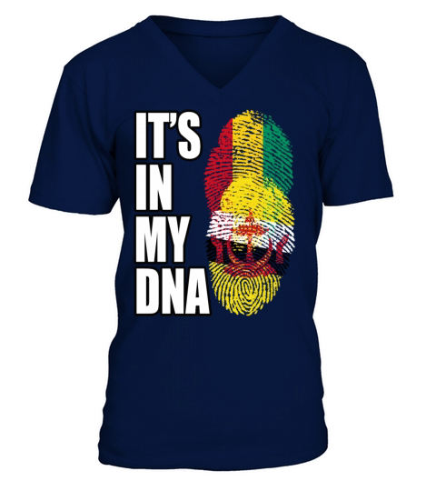 Guinean And Bruneian Mix Heritage DNA Flag V-Neck T-shirt