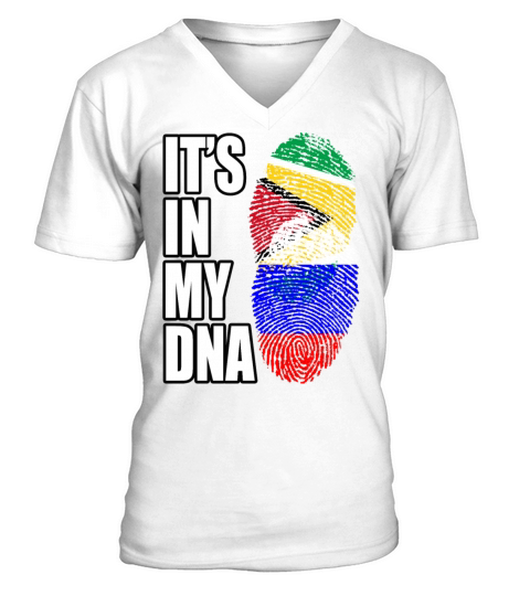 Guyanese And Russian Mix Heritage DNA Flag V-Neck T-shirt