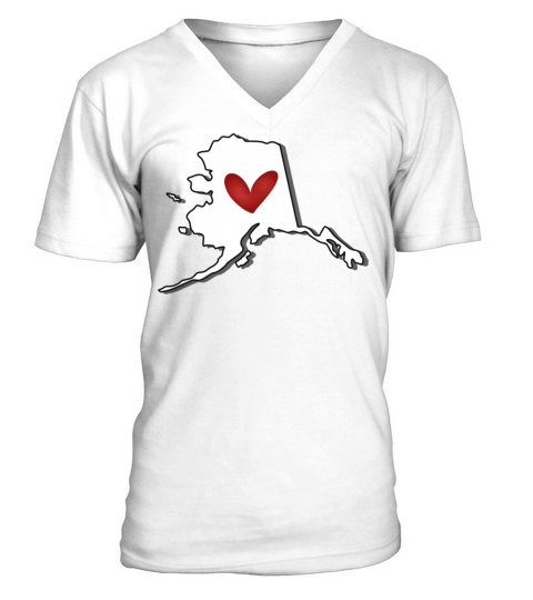 I Love Alaska Map with Heart V-Neck T-shirt