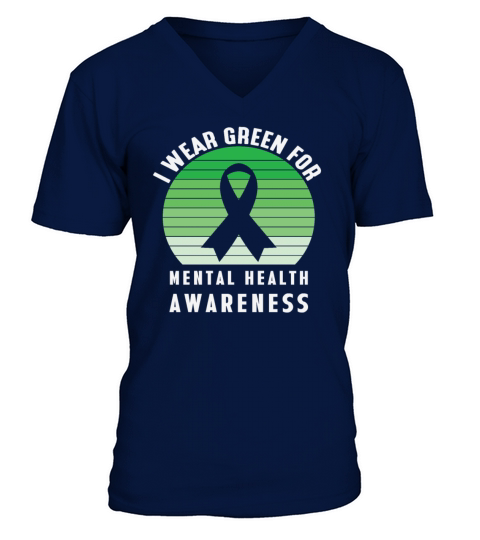 I Wear Green for Mental Health Awareness Vintage V-Neck T-shirt