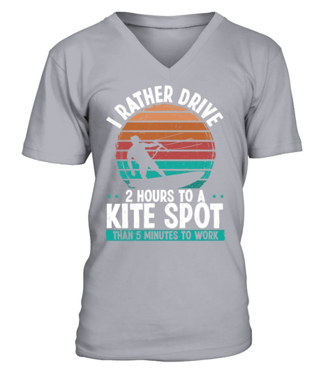 Kitesurfer Kite Sport Vintage Kitebaording Kite V-Neck T-shirt