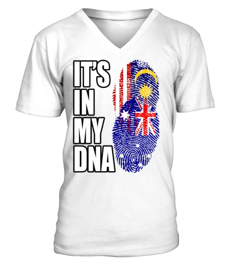 Malaysian And Australian Mix Heritage DNA Flag V-Neck T-shirt