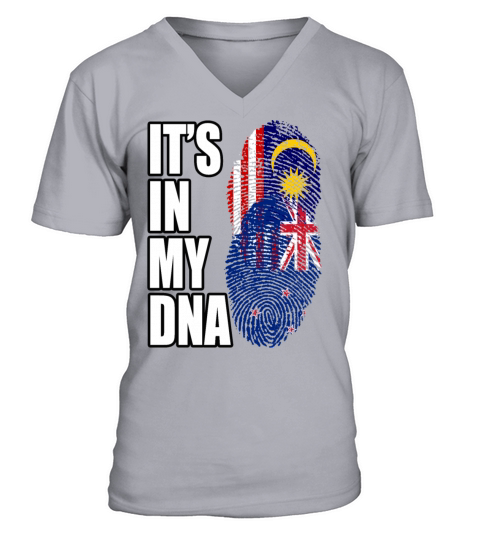 Malaysian And New Zealand Mix Heritage DNA Flag V-Neck T-shirt