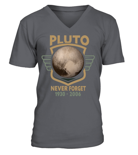 Never Forget Pluto Design Retro Style Funny Space V-Neck T-shirt