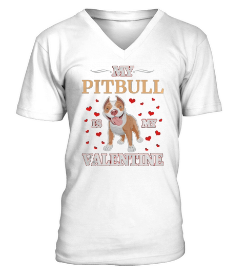 Pitbull Dog Valentines Day Gift Shirt V-Neck T-shirt