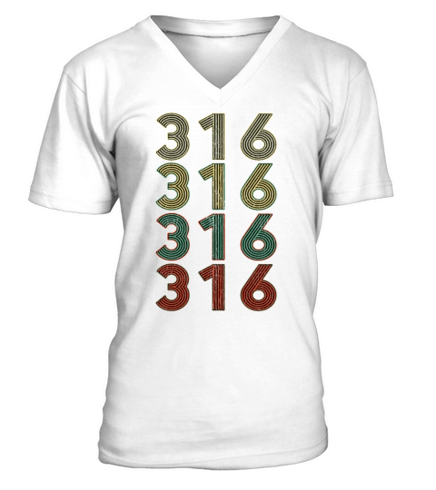 Retro America State Flag Area Code Kansas V-Neck T-shirt