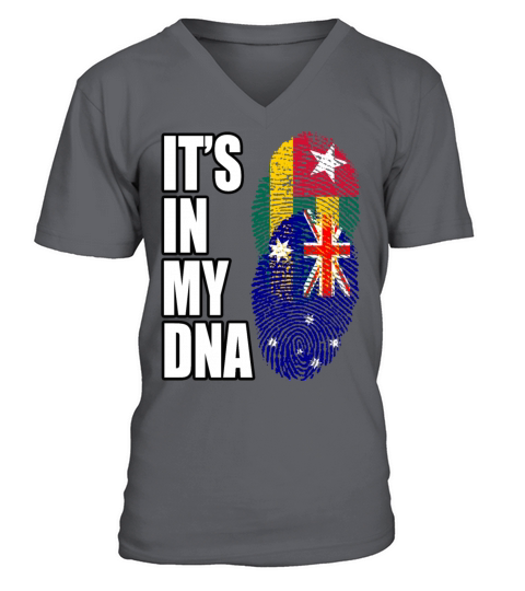 Togolese And Australian Mix Heritage DNA Flag V-Neck T-shirt