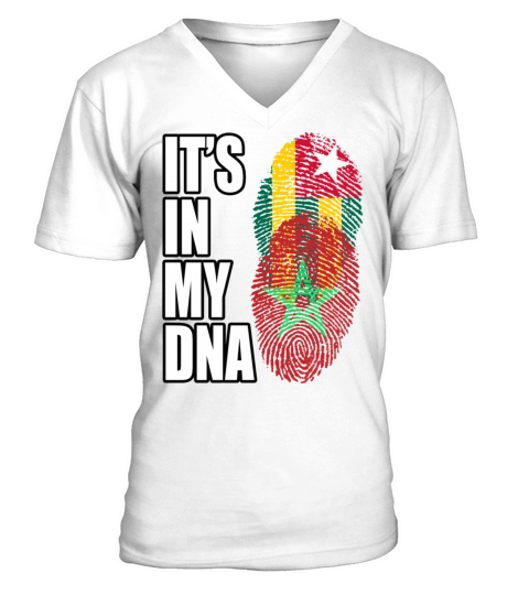 Togolese And Moroccan Mix Heritage DNA Flag V-Neck T-shirt