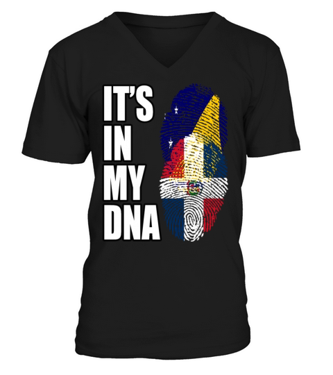 Tokelauan And Dominican Mix Heritage DNA Flag V-Neck T-shirt