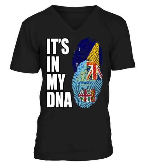 Tokelauan And Fijian Mix Heritage DNA Flag V-Neck T-shirt