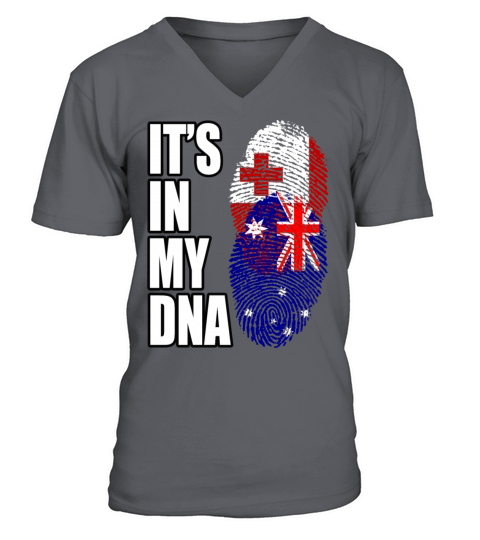 Tongan And Australian Mix Heritage DNA Flag V-Neck T-shirt