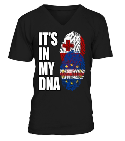 Tongan And Cabo Verdean Mix Heritage DNA Flag V-Neck T-shirt