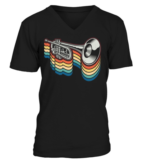Trumpet Player Retro Vintage V-Neck T-shirt
