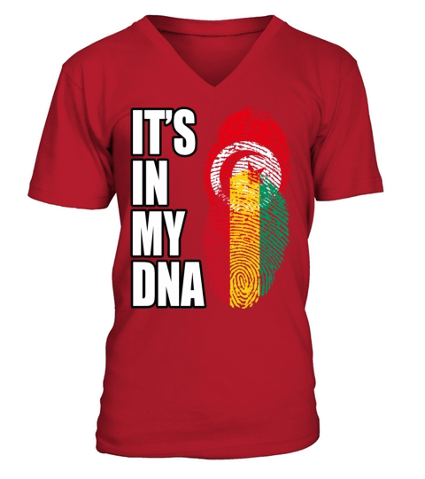 Tunisian And Guinean Mix Heritage DNA Flag V-Neck T-shirt