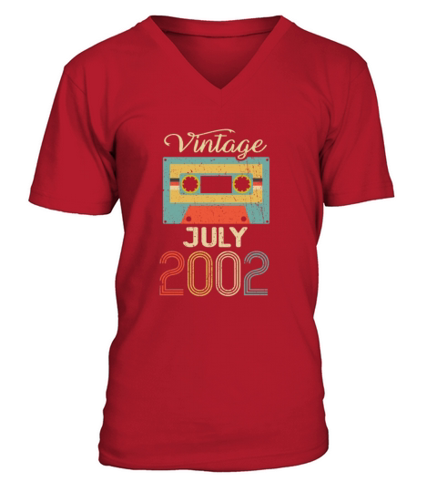 Vintage July 2002 20th Birthday 20 Year Gift V-Neck T-shirt