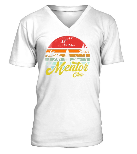 Vintage Mentor Ohio Surfing Retro Surf Humor Pun V-Neck T-shirt