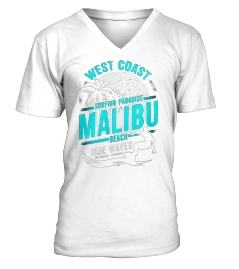 West Coast Surfing Paradise Malibu Beach Ride Waves T-Shirt V-Neck T-shirt