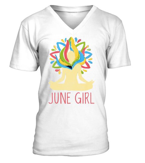 Yoga Mandala Meditation Birth Born Month June V-Neck T-shirt
