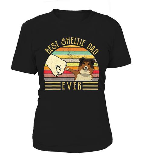 Best Sheltie Dad Ever Retro Vintage Sunset Women's T-Shirt