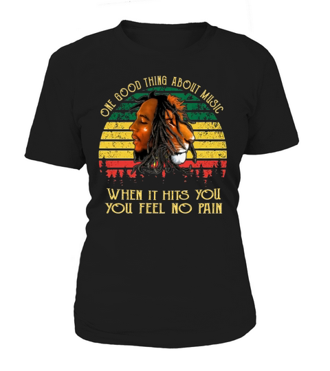 Vintage bob marley iron lion zion one good thing about music when it hits you you feel no pain Women's T-Shirt