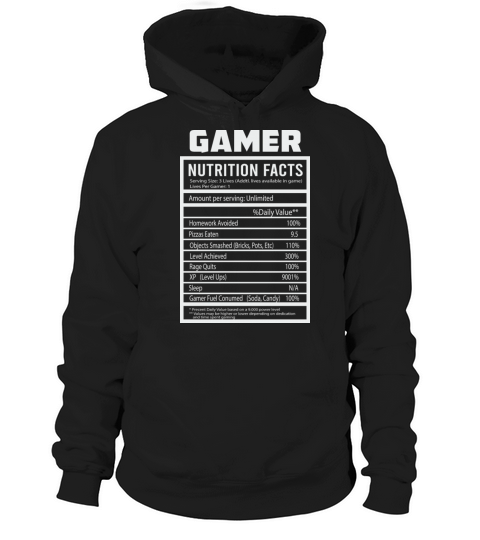 Funny Gamer Nutrition Facts Hoodie Unisex