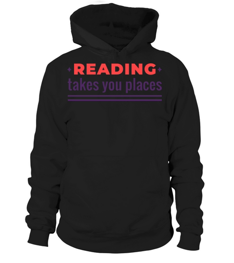 Reading Places Quote Badge Hoodie Unisex