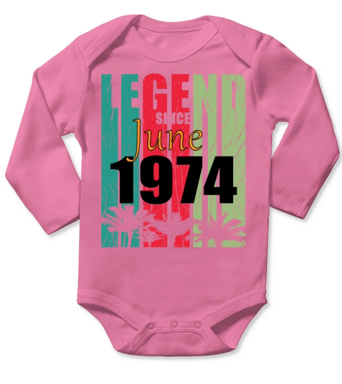 1974 vintage born in June gift Long Sleeve Baby One-Piece