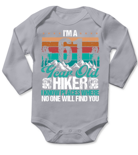 61 Birthday Hikers Vintage Mountains 61 Years Old Long Sleeve Baby One-Piece