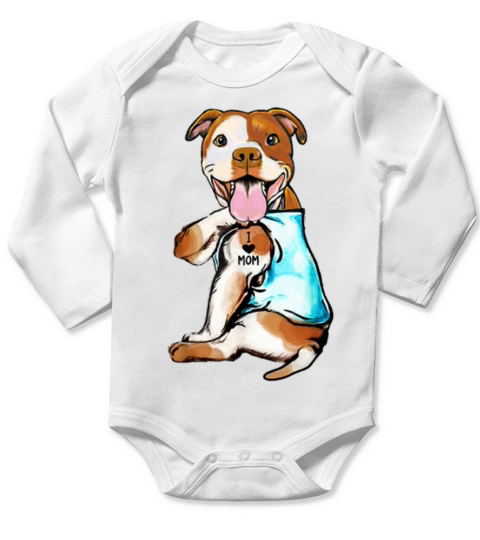American Staffordshire Terrier i love mom tattoos shirt Long Sleeve Baby One-Piece