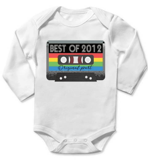 Best Of 2012 Vintage Cassette Retro Birthday Long Sleeve Baby One-Piece