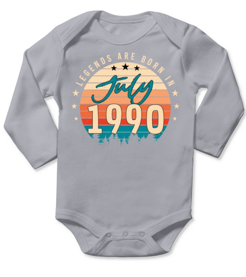 Birthday Greeting 1990 July Long Sleeve Baby One-Piece