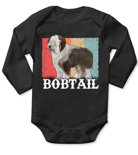 Bobtail Retro Old English Sheepdog Vintage Long Sleeve Baby One-Piece