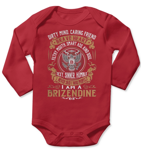 BRIZENDINE Last Name, Surname Tshirt Long Sleeve Baby One-Piece