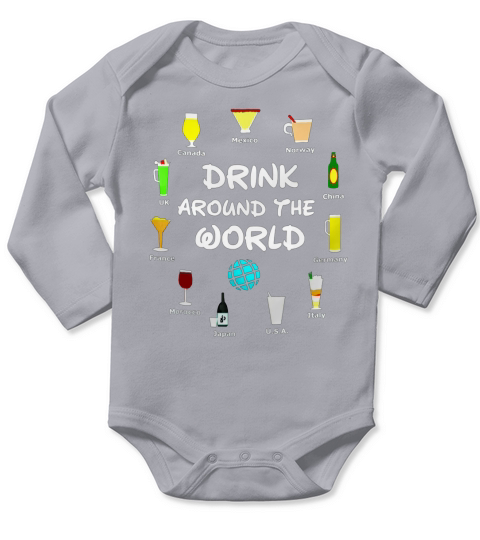 Drink Around The World, Beer shirt Long Sleeve Baby One-Piece