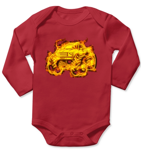Fire Monster Truck Long Sleeve Baby One-Piece