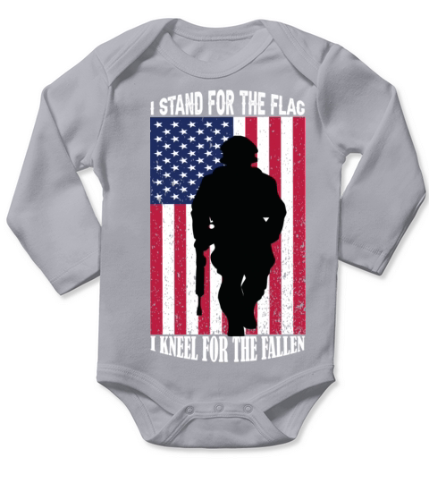I Stand For The Flag I Kneel For The Fallen Long Sleeve Baby One-Piece