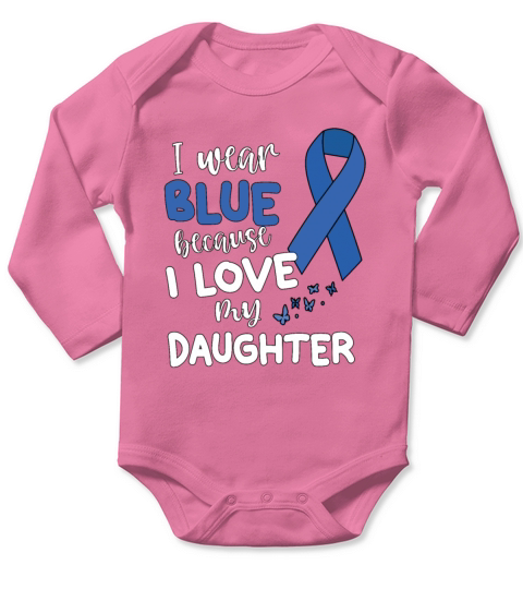 I Wear Blue Colon Cancer Awareness Colon Cancer Long Sleeve Baby One-Piece