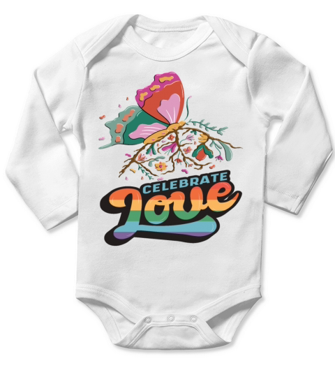 Love Butterfly Motivational Quote with Butterflies Long Sleeve Baby One-Piece