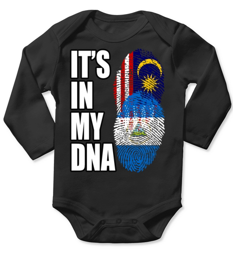 Malaysian And Nicaraguan Mix Heritage DNA Flag Long Sleeve Baby One-Piece