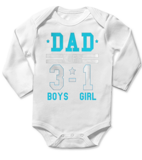 Mens Dad of Three Boys and One Girl Football Score Style Shirt Long Sleeve Baby One-Piece