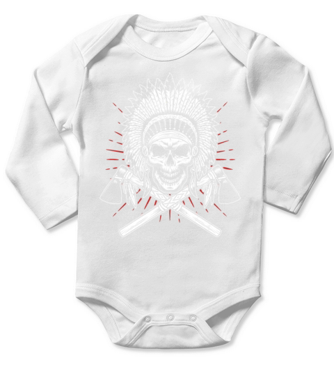 Native American Chief Skull Axe Long Sleeve Baby One-Piece