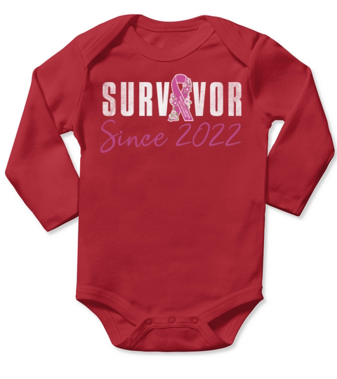 Survivor Since 2022 Breast Cancer Awareness Pink Long Sleeve Baby One-Piece