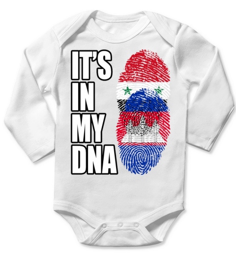 Syrian And Cambodian Vintage Heritage DNA Flag Long Sleeve Baby One-Piece