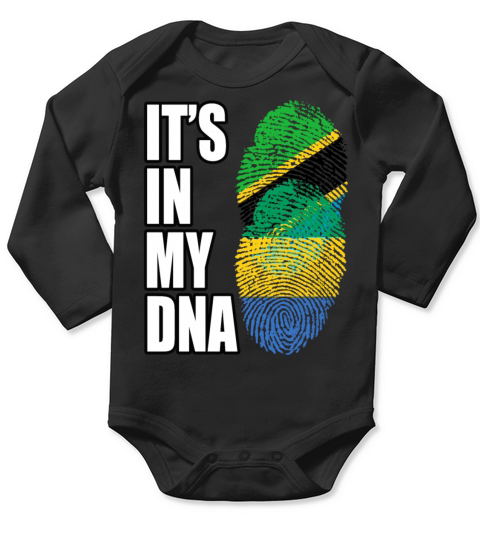 Tanzanian And Gabonese Vintage Heritage DNA Flag Long Sleeve Baby One-Piece