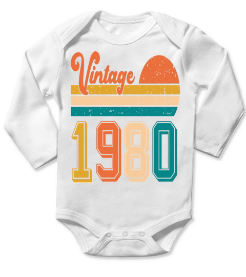 Vintage 1980 birthday gift Long Sleeve Baby One-Piece