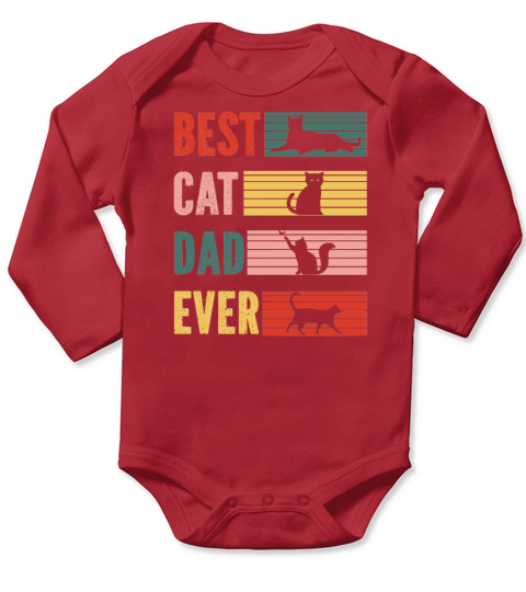 Vintage Best Cat Dad Ever Cat Daddy Gift Long Sleeve Baby One-Piece