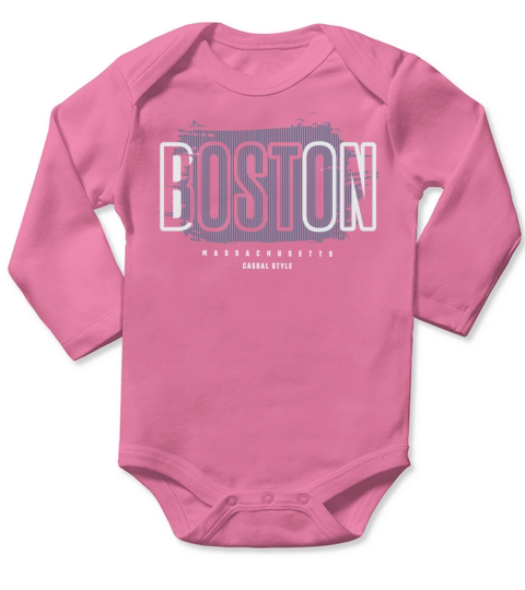 Vintage Retro Boston Massachusetts Long Sleeve Baby One-Piece