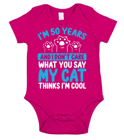 50th Birthday for Cat Dad 50 Year Old Cat Mom Short Sleeve Baby One-Piece