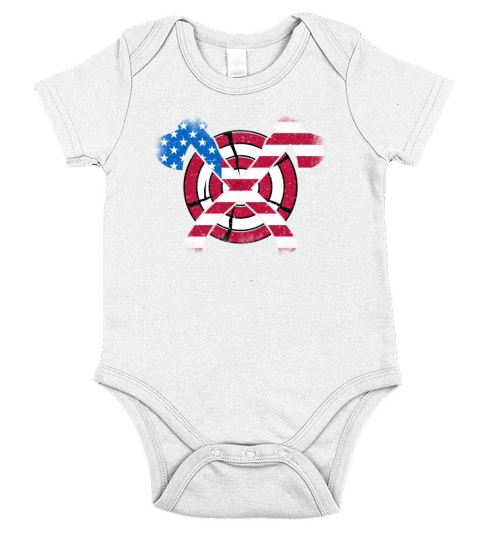 American Flag on Throwing Axe - Funny Axe Thrower Short Sleeve Baby One-Piece