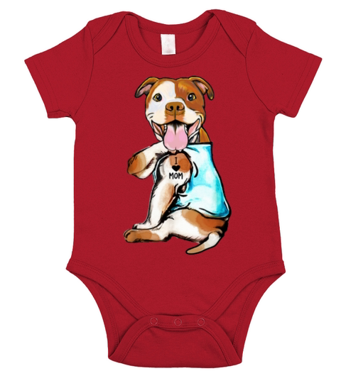 American Staffordshire Terrier i love mom tattoos shirt Short Sleeve Baby One-Piece